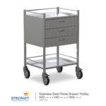Three Drawer Instrument Stainless Steel Trolley
