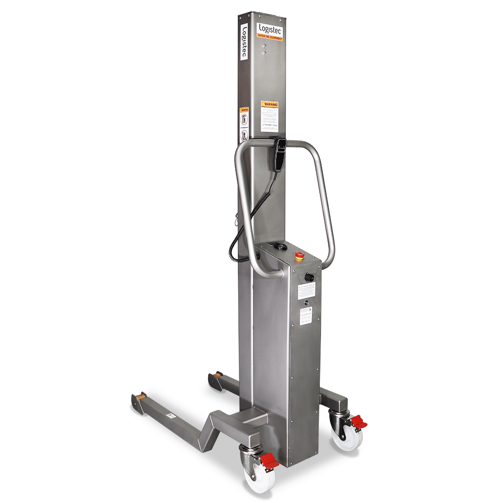 Logistec Electric Stainless Steel Compact Lifter 300Kg, Back Angle.