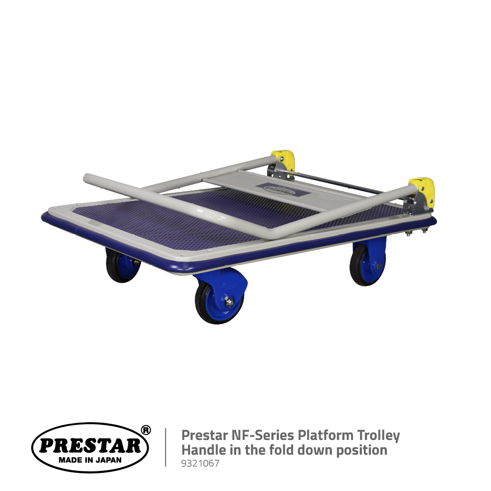 Prestar NF-Series Platform Trolley - 920 x 610mm with Handle in the fold down position