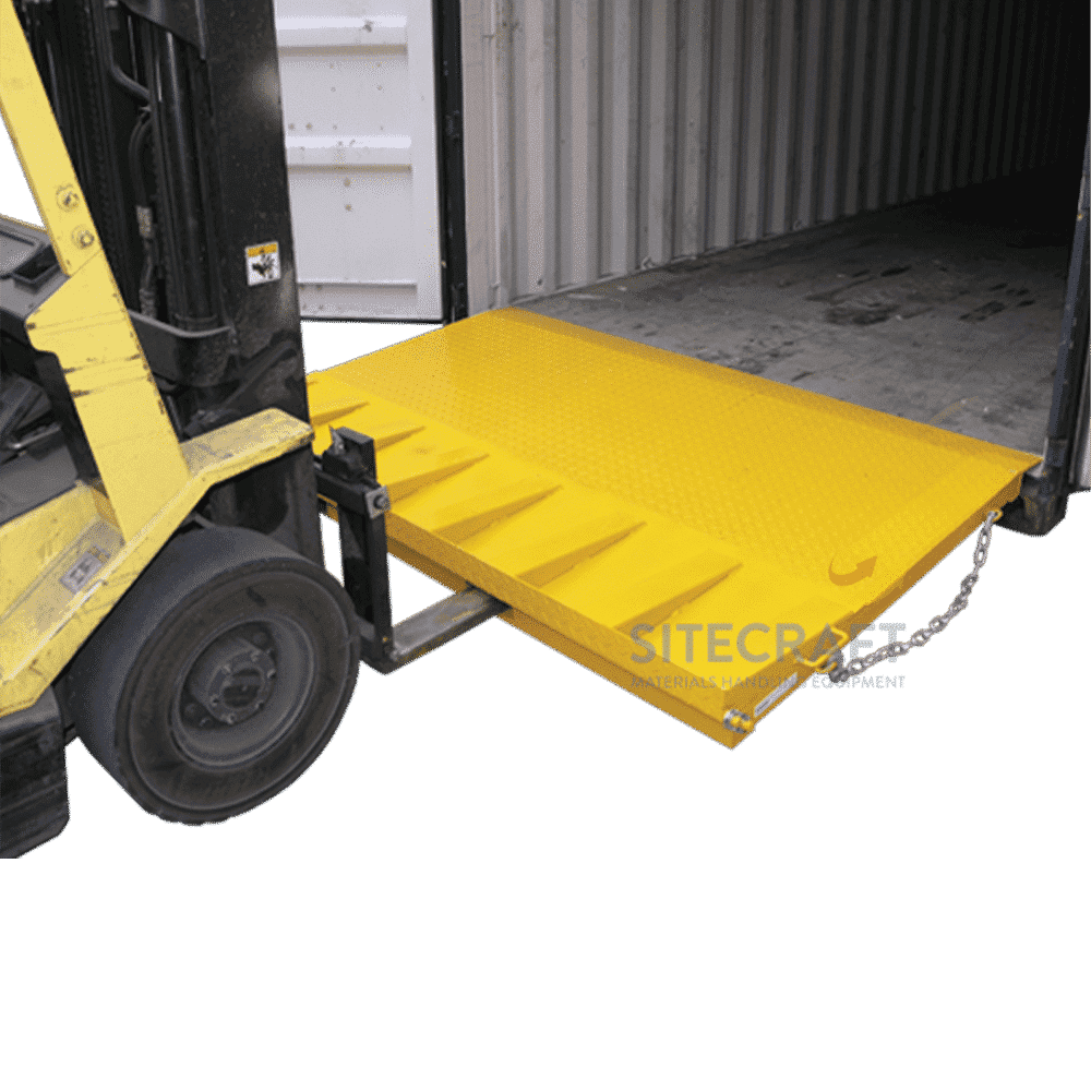 Folding Container Ramp attaching process with forklift