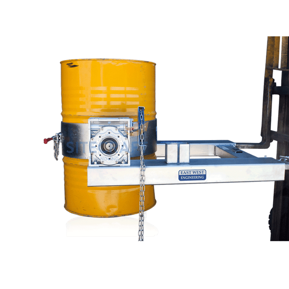 Forklift Drum Rotator – Manual Chain Operation Close Up