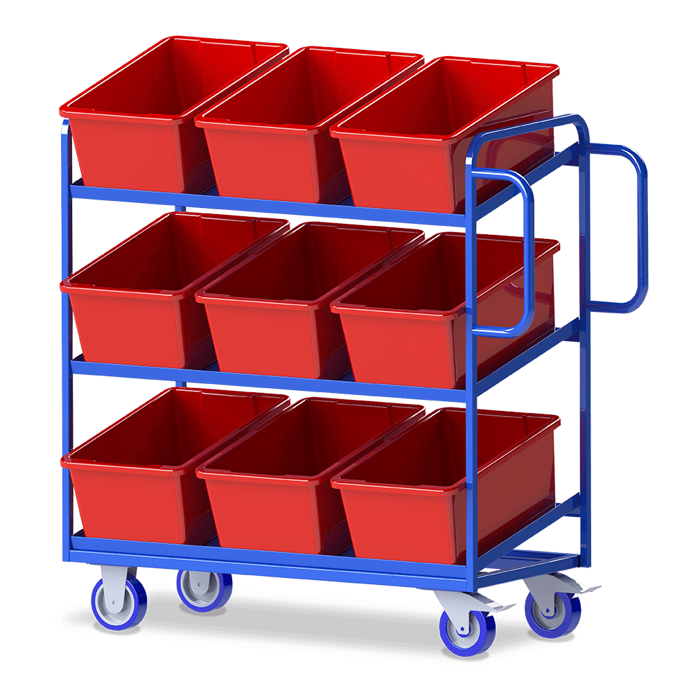 Warehouse Order Picking Trolley - Single Sided - 3 Tier