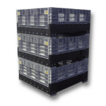 Stacked Folding Pallet Bin - Half Height - Vented