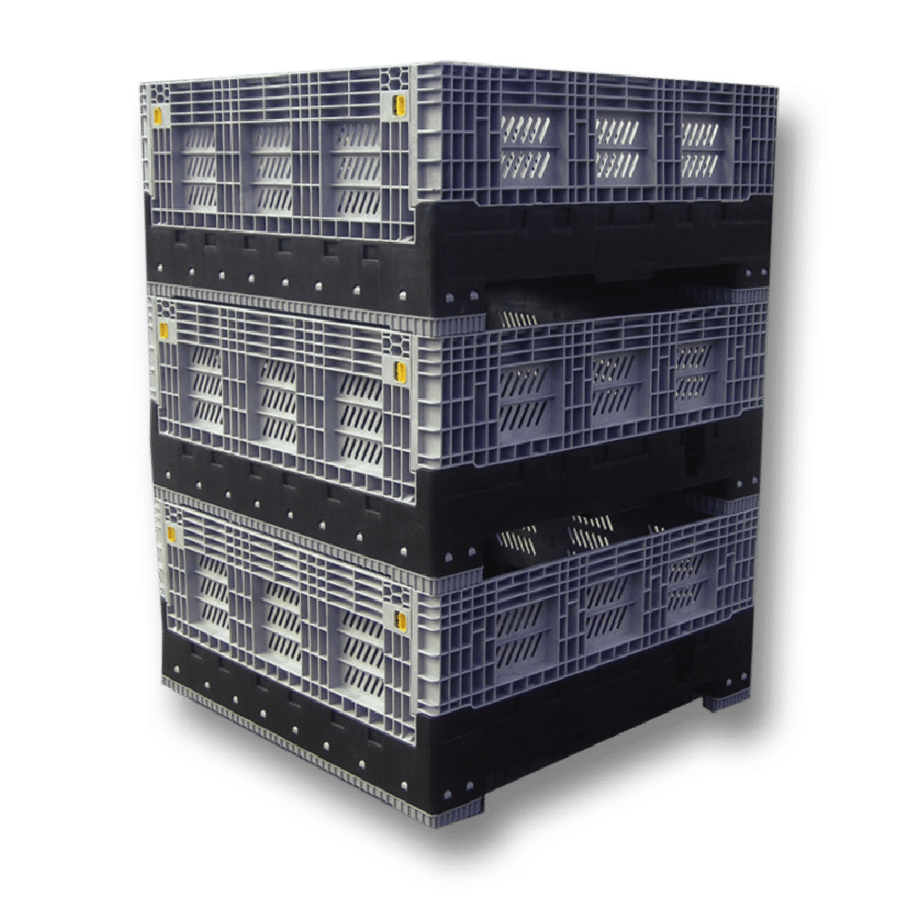 Stacked Folding Pallet Bin - Half Height - Vented