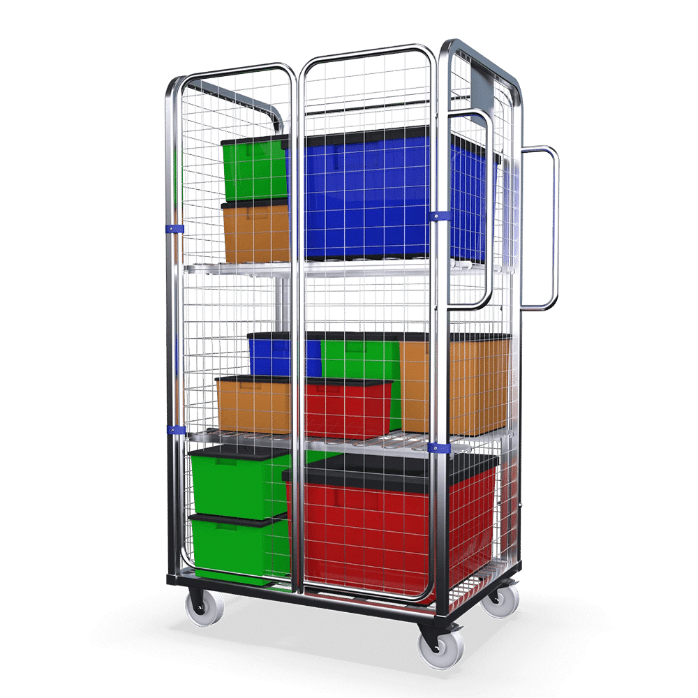 Merchandise, Picking, Cage, Oder Trolley. Four Side