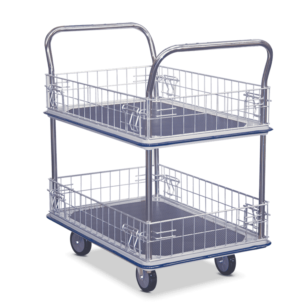 Sitepro Medium 2 Tier Platform Trolley with Wire Sides - 920 x 610mm