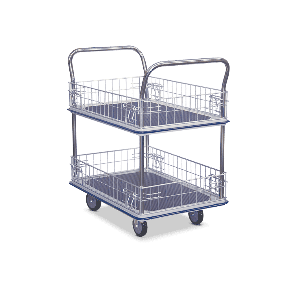 Sitepro Small 2 Tier Platform Trolley with Wire Sides, Dimension 740 x 480mm