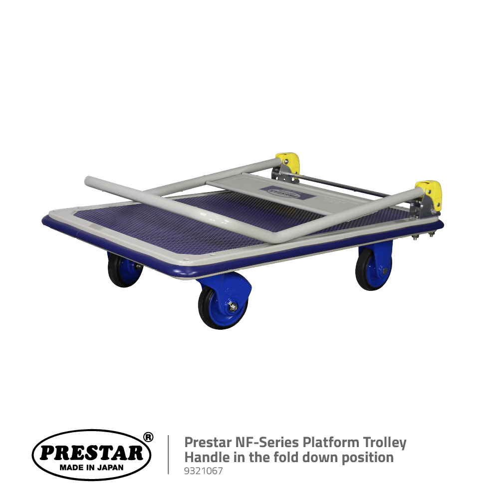 Prestar NF-Series Platform Trolley - 920 x 610mm with Handle in the fold down position