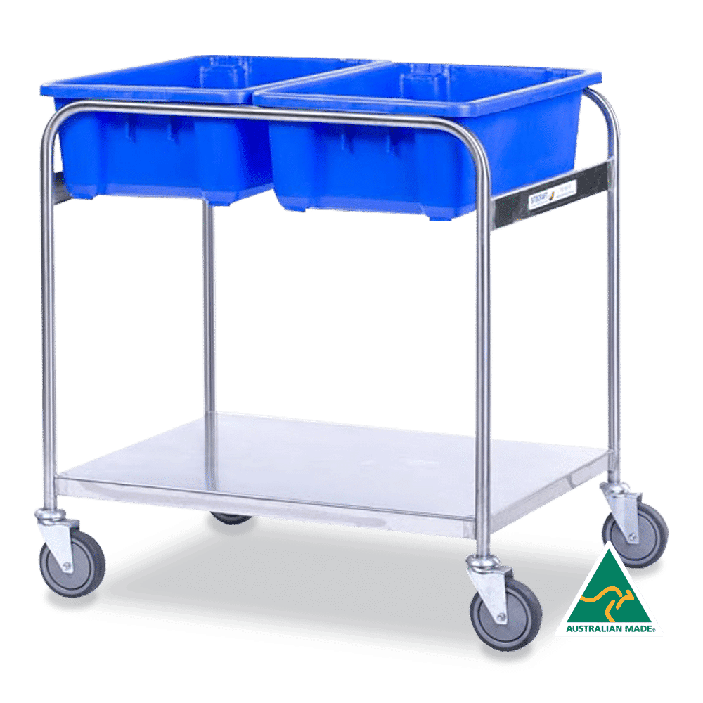 Stainless Steel Double Bin Trolley